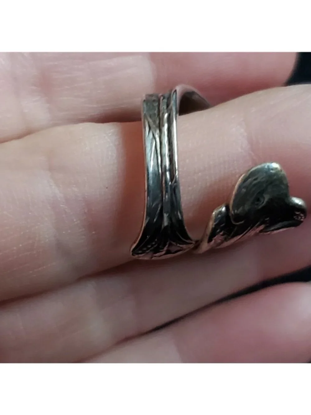 Vintage Sterling Silver Spoon Ring Sz 7 Stork Baby Boy RW&S